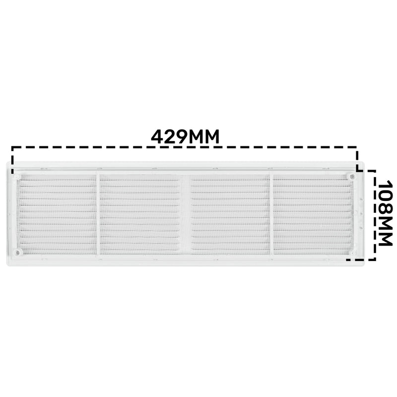Louvre Vent D/430X110RW Classic 430mm X 110mm with Fly Screen - Hardware > Heating, Ventilation & Air Conditioning