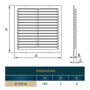 Louvre Vent D/195W 195mm X 195mm with Fly Screen - Hardware > Heating, Ventilation & Air Conditioning