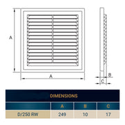 Louvre Vent D/250RW Classic 250mm - Hardware > Heating, Ventilation & Air Conditioning