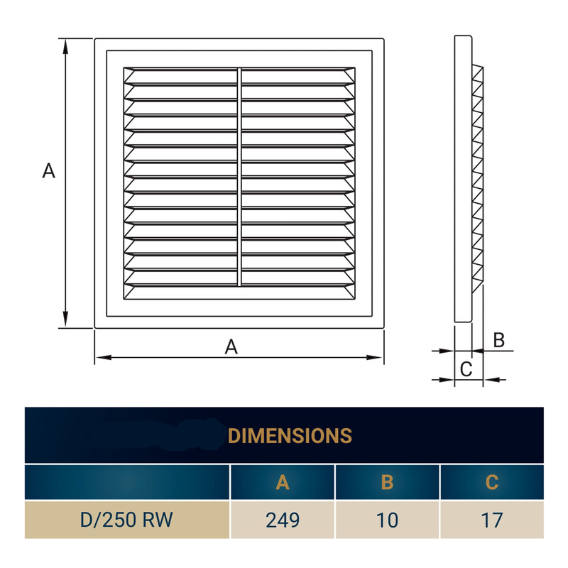 Louvre Vent D/250RW Classic 250mm - Hardware > Heating, Ventilation & Air Conditioning