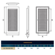 Louvre Vent White DL/90X240RW LUX With Fly Mesh - Hardware > Heating, Ventilation & Air Conditioning