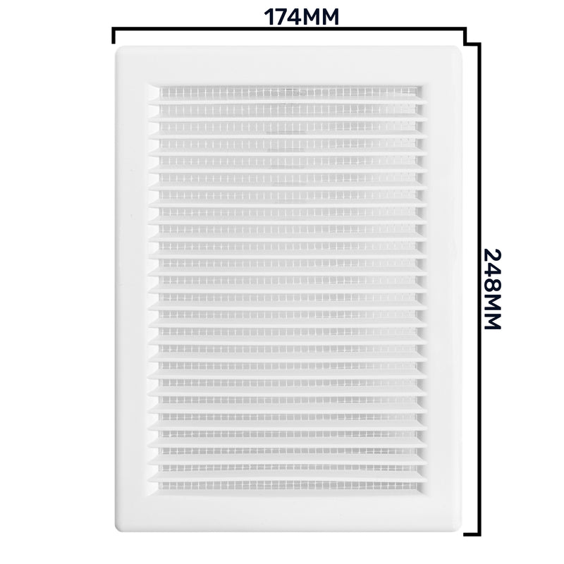 Louvre Vent White DL/140X210 RW LUX With Fly Mesh - Hardware > Heating, Ventilation & Air Conditioning
