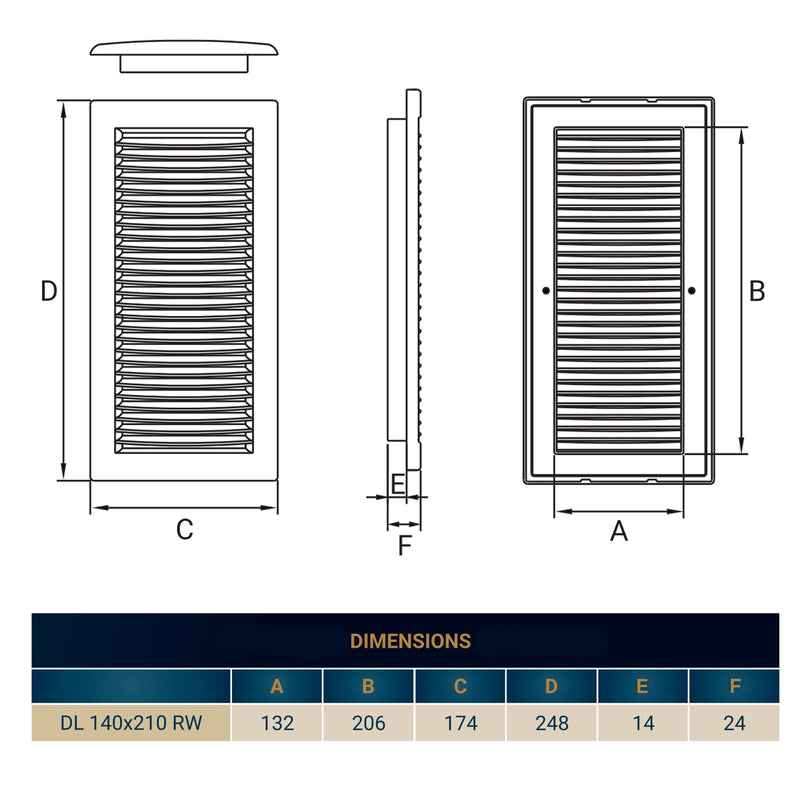 Louvre Vent White DL/140X210 RW LUX With Fly Mesh - Hardware > Heating, Ventilation & Air Conditioning