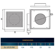 Louvre Vent White DL/125 RW LUX With Fly Mesh - Hardware > Heating, Ventilation & Air Conditioning