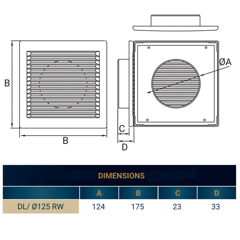 Louvre Vent White DL/125 RW LUX With Fly Mesh - Hardware > Heating, Ventilation & Air Conditioning