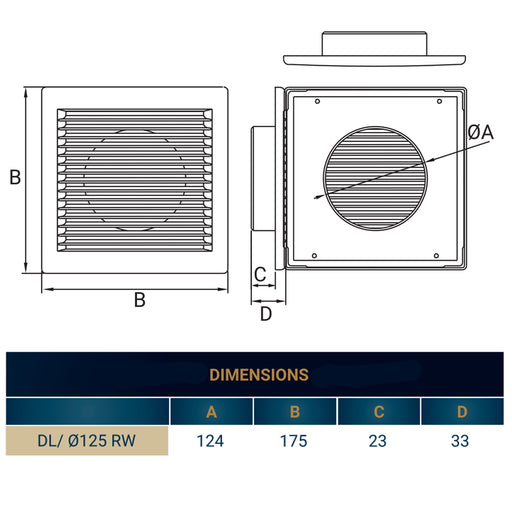 Louvre Vent White DL/125 RW LUX With Fly Mesh - Hardware > Heating, Ventilation & Air Conditioning
