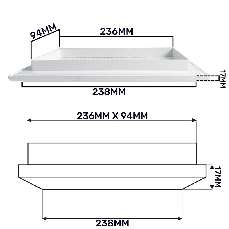 Louvre Vent Duo Smart 90/240 90mm X 240mm With Fly Mesh - Hardware > Heating, Ventilation & Air Conditioning