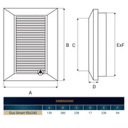 Louvre Vent Duo Smart 90/240 90mm X 240mm With Fly Mesh - Hardware > Heating, Ventilation & Air Conditioning