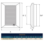 Louvre Vent Duo Smart 140/210 140mm X 210mm With Fly Mesh - Hardware > Heating, Ventilation & Air Conditioning