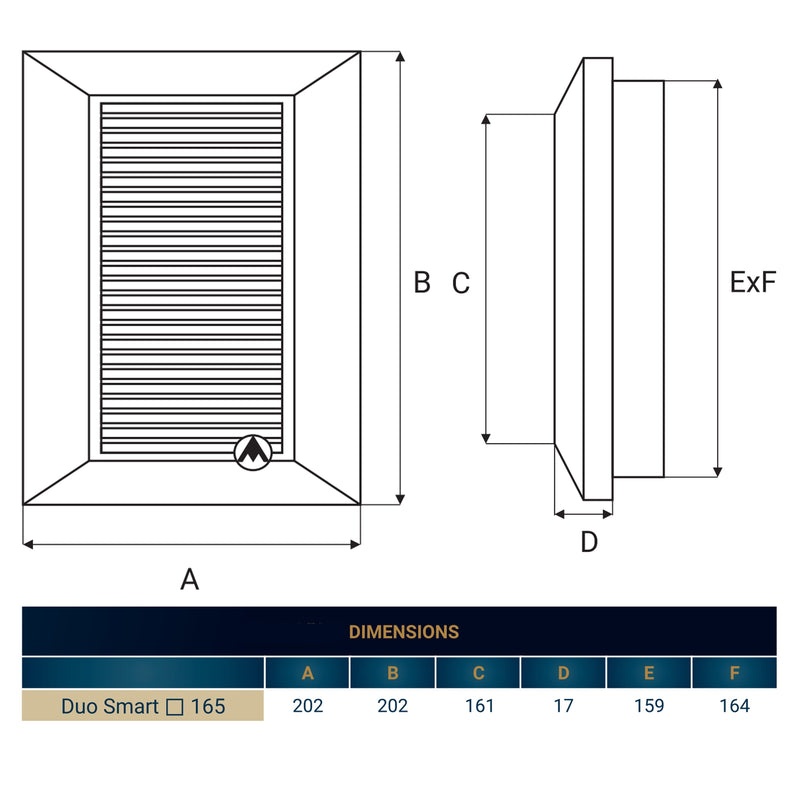 Louvre Vent White Duo Smart 165 With Fly Mesh - Hardware > Heating, Ventilation & Air Conditioning