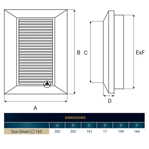 Louvre Vent White Duo Smart 165 With Fly Mesh - Hardware > Heating, Ventilation & Air Conditioning