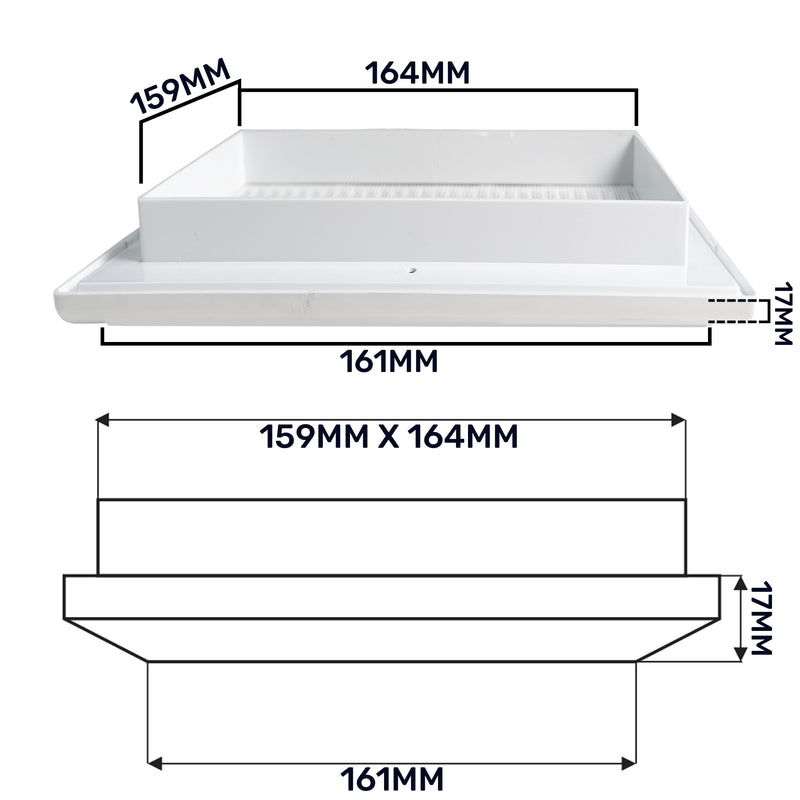 Louvre Vent White Duo Smart 165 With Fly Mesh - Hardware > Heating, Ventilation & Air Conditioning