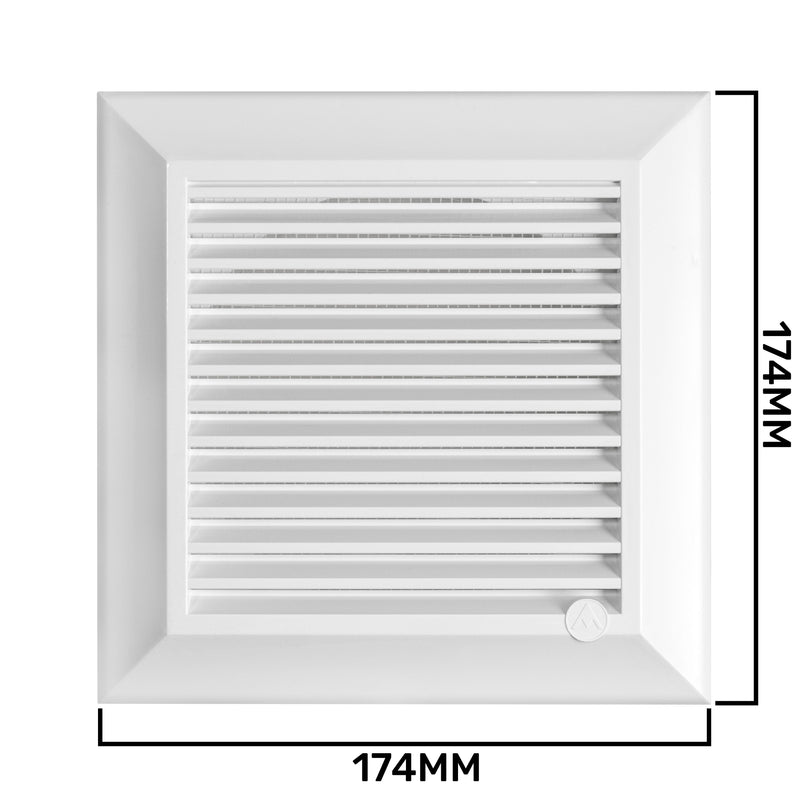 Louvre Vent White Duo Smart 135 fi 100mm With Fly Mesh - Hardware > Heating, Ventilation & Air Conditioning