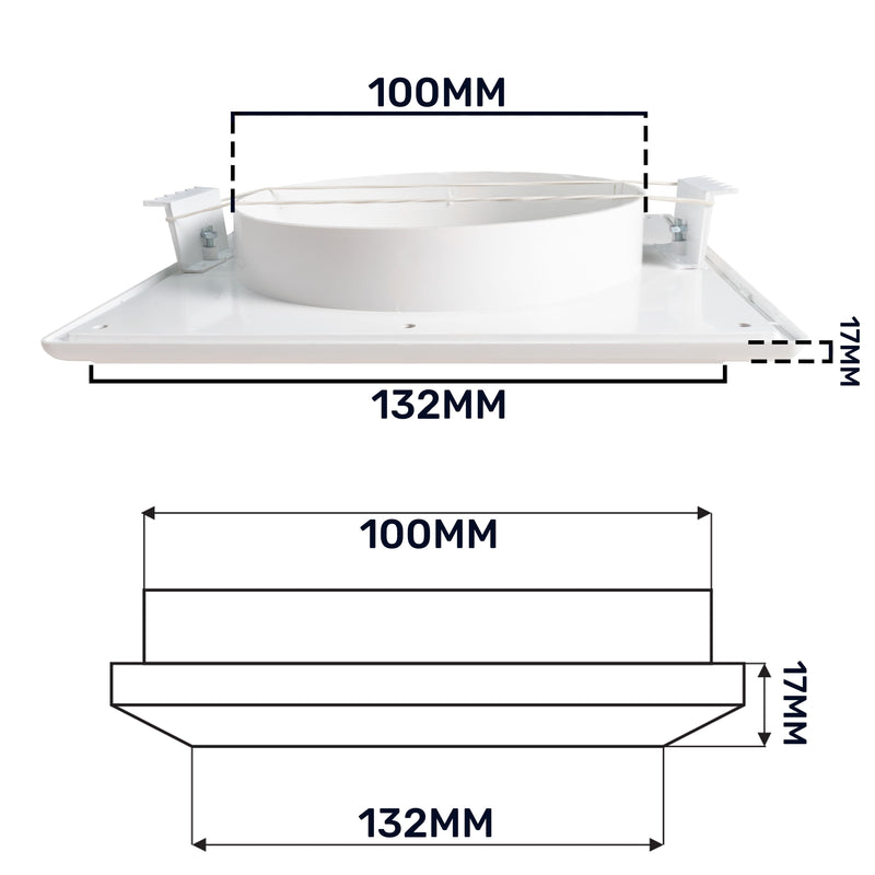 Louvre Vent White Duo Smart 135 fi 100mm With Fly Mesh - Hardware > Heating, Ventilation & Air Conditioning