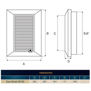 Louvre Vent White Duo Smart 165 fi 150mm With Fly Mesh - Hardware > Heating, Ventilation & Air Conditioning