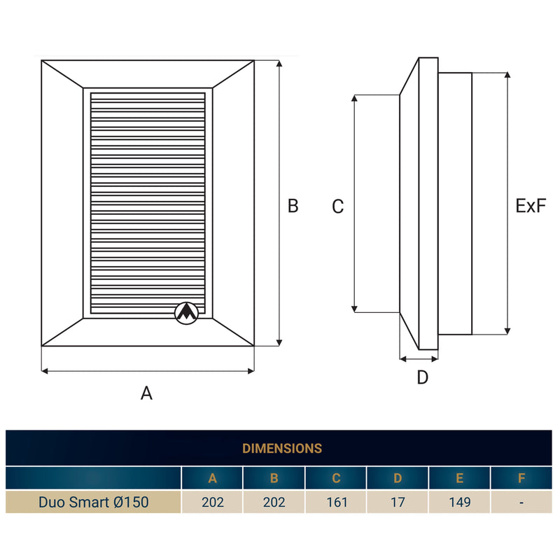 Louvre Vent White Duo Smart 165 fi 150mm With Fly Mesh - Hardware > Heating, Ventilation & Air Conditioning