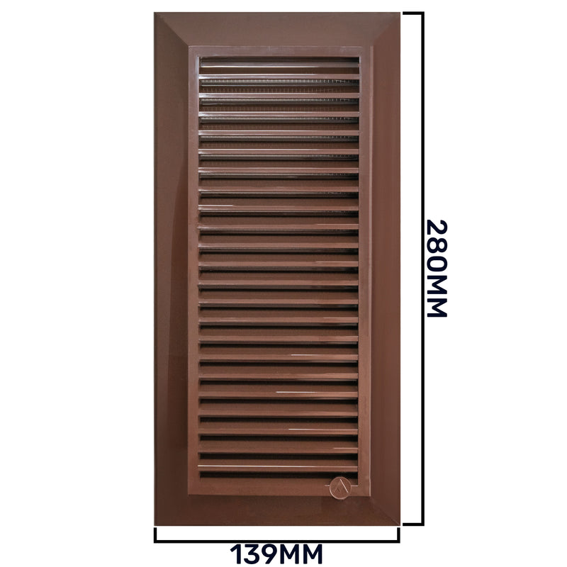 Louvre Vent Duo Smart 90/240 Brown 90mm x 240mm With Fly Mesh - Hardware > Heating, Ventilation & Air Conditioning