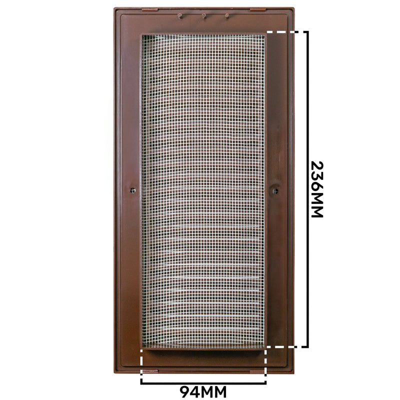 Louvre Vent Duo Smart 90/240 Brown 90mm x 240mm With Fly Mesh - Hardware > Heating, Ventilation & Air Conditioning