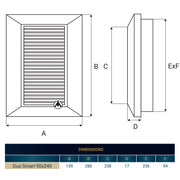 Louvre Vent Duo Smart 90/240 Brown 90mm x 240mm With Fly Mesh - Hardware > Heating, Ventilation & Air Conditioning