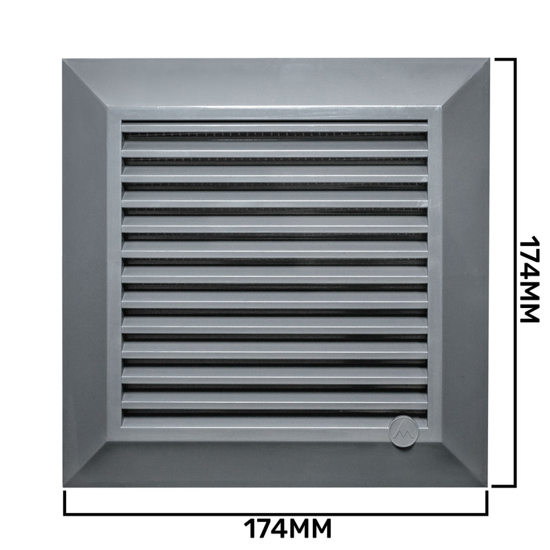 Louvre Vent Graphite Duo Smart 135G 135mm With Fly Mesh - Hardware > Heating, Ventilation & Air Conditioning