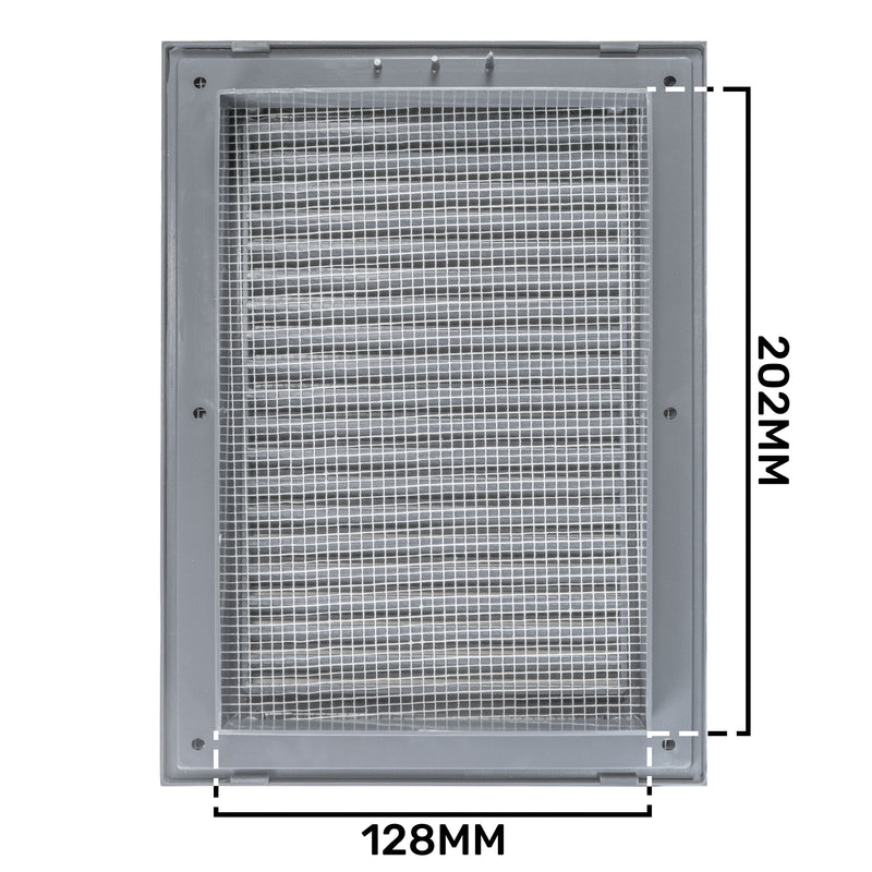 Louvre Vent Graphite Duo Smart 140/210 140mm X 210mm With Fly Mesh - Hardware > Heating, Ventilation & Air Conditioning