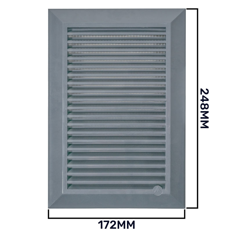 Louvre Vent Graphite Duo Smart 140/210 140mm X 210mm With Fly Mesh - Hardware > Heating, Ventilation & Air Conditioning