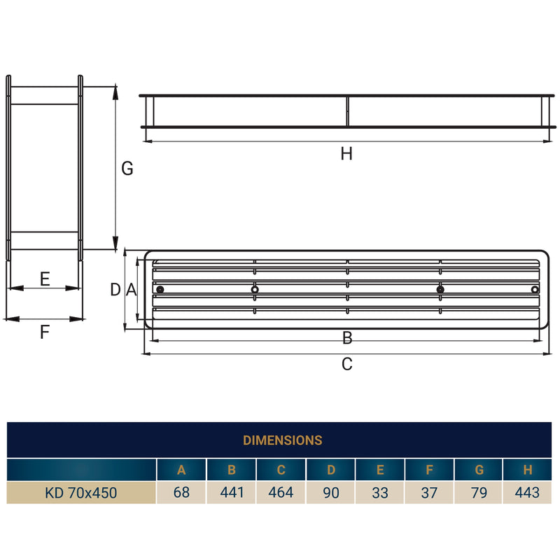Door Louvre Vent KD 70mm—450mm - Hardware > Heating, Ventilation & Air Conditioning