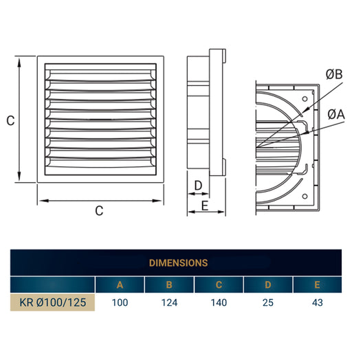 Louvre Vent KR100/125 - Hardware > Heating, Ventilation & Air Conditioning