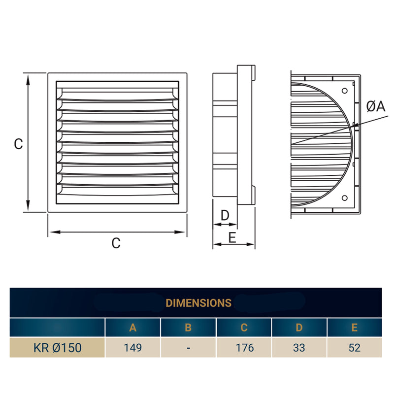 Louvre Vent KR150 - Hardware > Heating, Ventilation & Air Conditioning