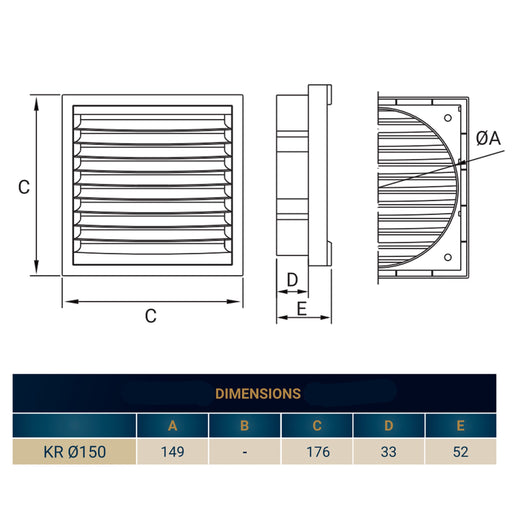 Louvre Vent KR150 - Hardware > Heating, Ventilation & Air Conditioning