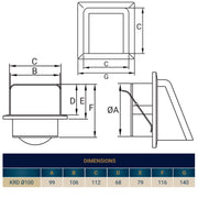 External White Louvre Vent KRD/100 fi100mm - Hardware > Heating, Ventilation & Air Conditioning
