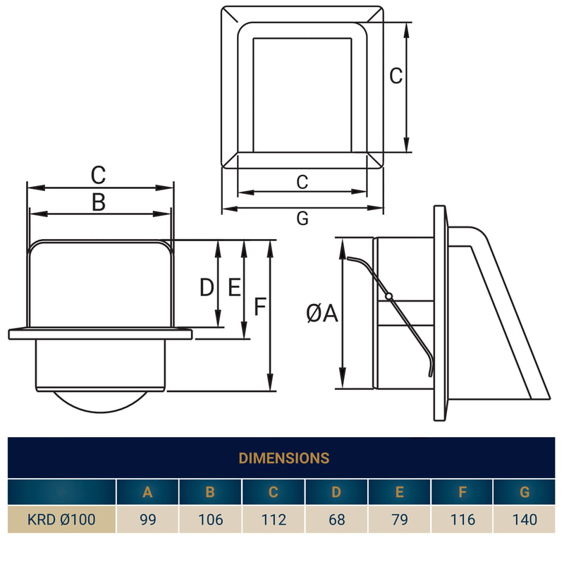 External Brown Louvre Vent KRD/100B fi100mm - Hardware > Heating, Ventilation & Air Conditioning