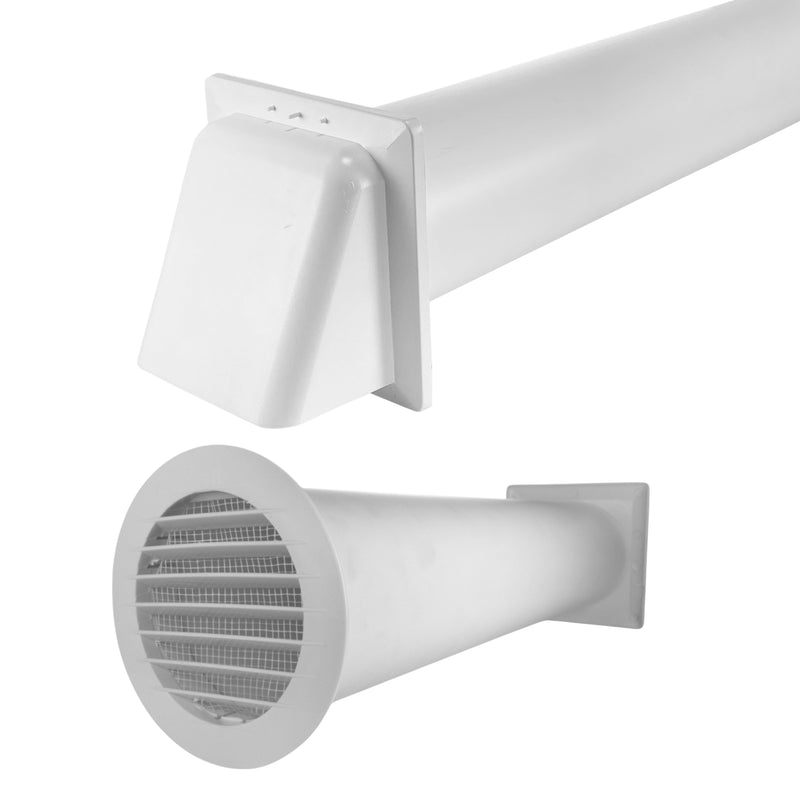 Through Wall Ventilation Kit Round Louvre Vent VC-KRO0184 with White External Vent - OTHER