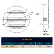 Louvre Vent KRO 100 With Fly Mesh - Hardware > Heating, Ventilation & Air Conditioning
