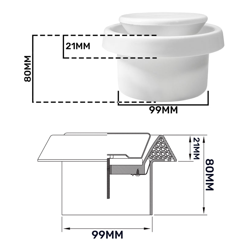 White ABS Extract Ceiling Valve 100mm - Hardware > Heating, Ventilation & Air Conditioning > Vents & Flues