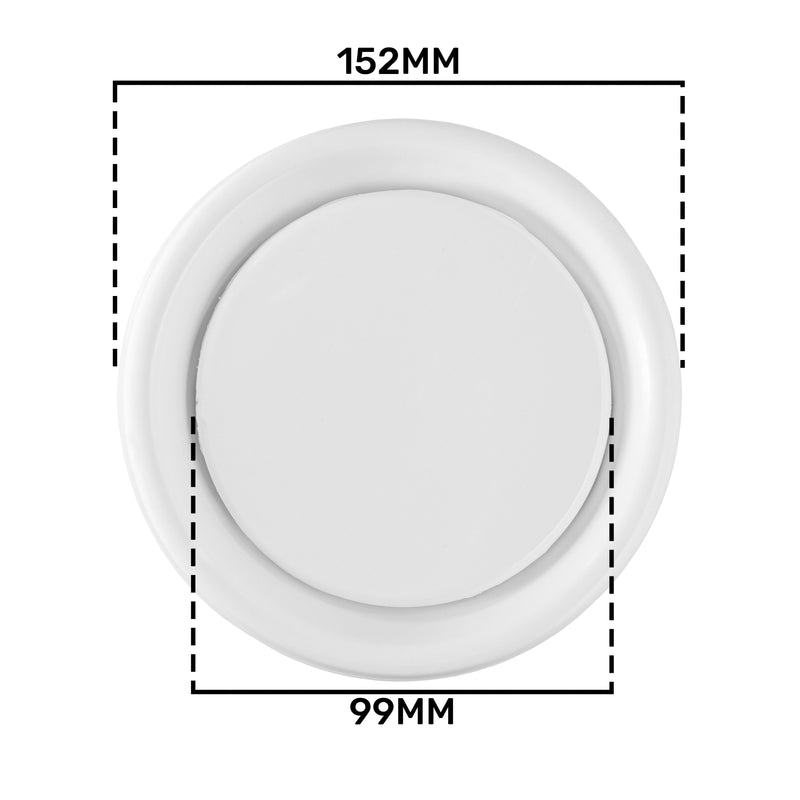 White ABS Extract Ceiling Valve 100mm - Hardware > Heating, Ventilation & Air Conditioning > Vents & Flues