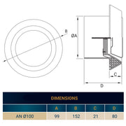 White ABS Extract Ceiling Valve 100mm - Hardware > Heating, Ventilation & Air Conditioning > Vents & Flues