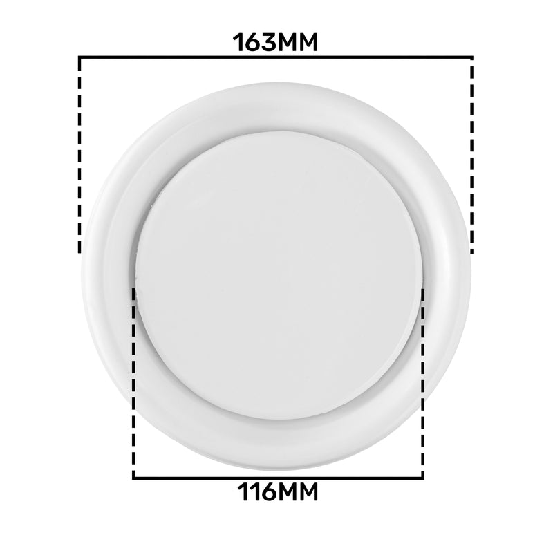 White ABS Extract Ceiling Valve 125mm - Hardware > Heating, Ventilation & Air Conditioning > Vents & Flues
