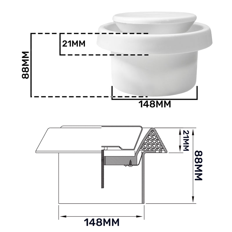White ABS Extract Ceiling Valve 150mm - Hardware > Heating, Ventilation & Air Conditioning > Vents & Flues