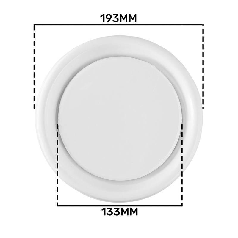 White ABS Extract Ceiling Valve 150mm - Hardware > Heating, Ventilation & Air Conditioning > Vents & Flues