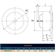 White Metal Extract Ceiling Valve 125mm - Anemostat SV - Hardware > Heating, Ventilation & Air Conditioning > Vents & Flues