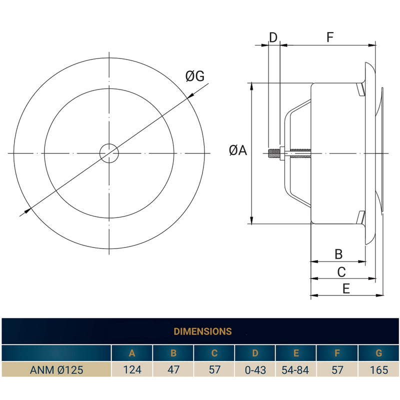 White Metal Extract Ceiling Valve 125mm - Anemostat SV - Hardware > Heating, Ventilation & Air Conditioning > Vents & Flues