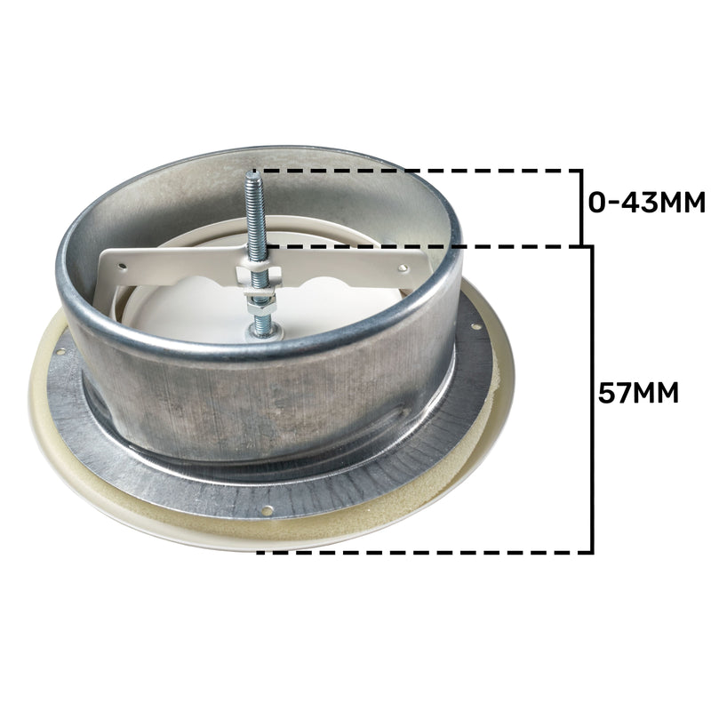 White Metal Extract Ceiling Valve 125mm - Anemostat SV - Hardware > Heating, Ventilation & Air Conditioning > Vents & Flues