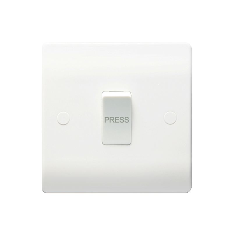 Caradok 10A Retractive Switch marked "PRESS" - Caradok - The Classics - White Plastic