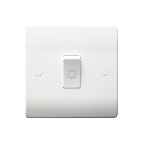 Caradok 10A Retractive Switch with Lamp Logo - Caradok - The Classics - White Plastic