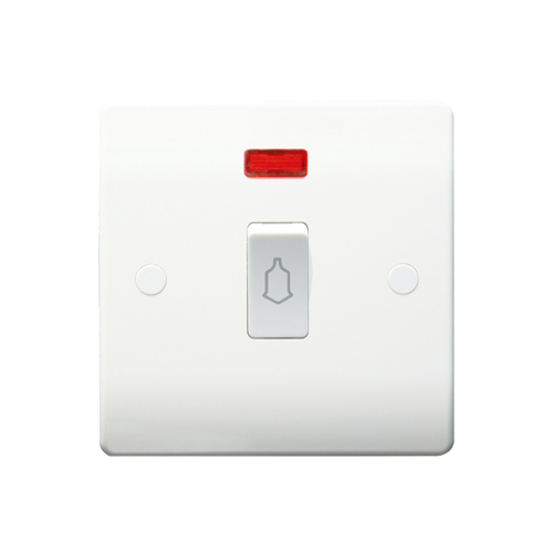 Caradok 10A Retractive Switch with Lamp Logo c/w Neon - Caradok - The Classics - White Plastic