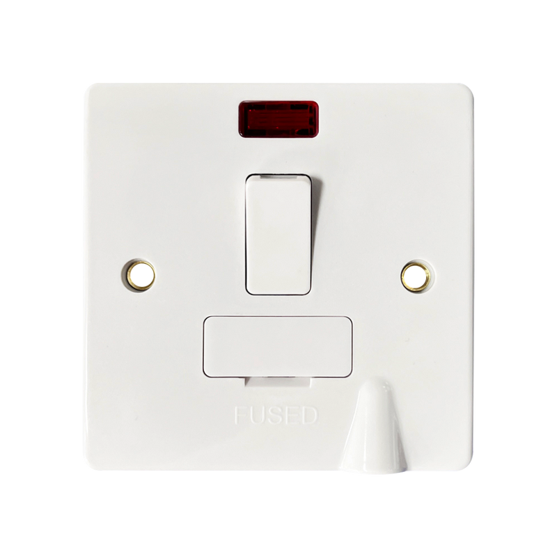 Caradok 13A Switched Spur c/w Neon + Raised Bottom FO - Caradok - The Classics - White Plastic