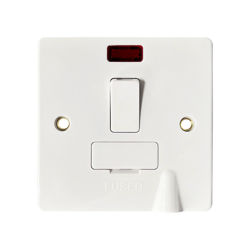 Caradok 13A Switched Spur c/w Neon + Raised Bottom FO - Caradok - The Classics - White Plastic