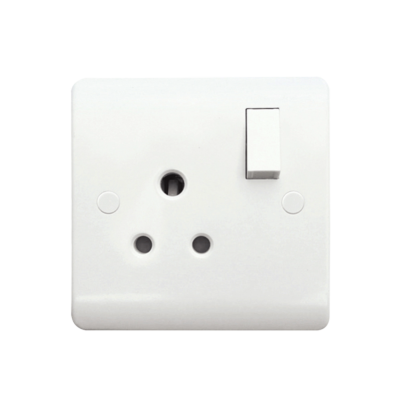 Caradok 1G 5A SP Switched Socket Round Pin - Caradok - The Classics - White Plastic