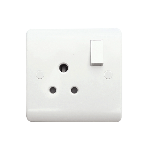 Caradok 1G 5A SP Switched Socket Round Pin - Caradok - The Classics - White Plastic